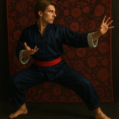 a painting of a man in a kimono