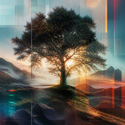 a tree in nature — Contemporary Digital Landscape Art Style