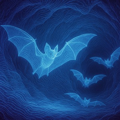 A group of ghost bats, with large translucent wings, in a giant cave in Queensland, Australia. Photo-realistic, professional nature photography, extreme detail