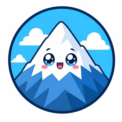 an emblem of a mountain peak inside a circle, simple bold shapes on a plain background, no text or lettering