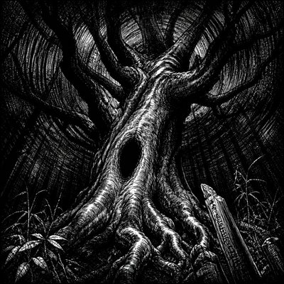 a tree in nature — Horror Manga Art Style