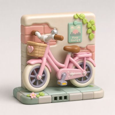 bicyle resting against a wall