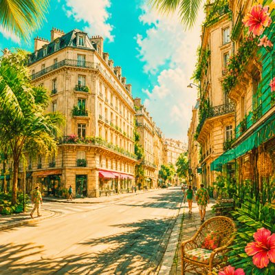 Tropicalcore Aesthetic Style Transfer Example