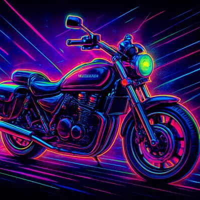 a black motorcycle with neon lights on it