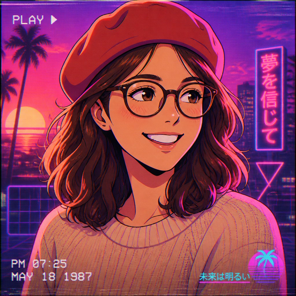 Photo transformed to Vaporwave Anime Aesthetic style