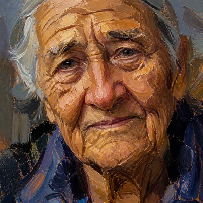 close-up portrait of an elderly person with expressive weathered features