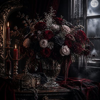 bouquet of flowers in a glass vase