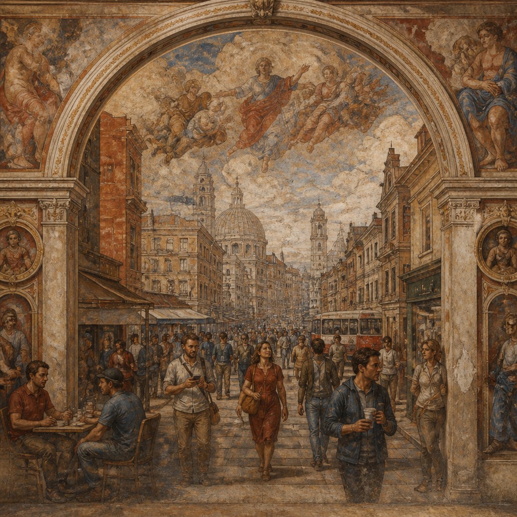 urban street with city activity