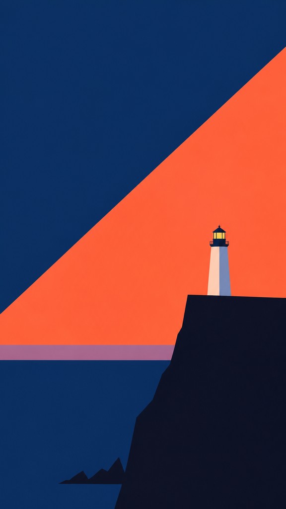 a lone lighthouse on a cliff at dusk under a dramatic sky, no text or lettering