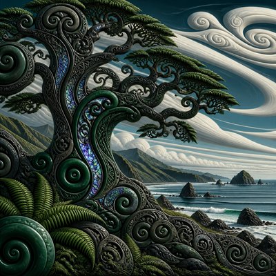 a tree in nature — New Zealand Art Style