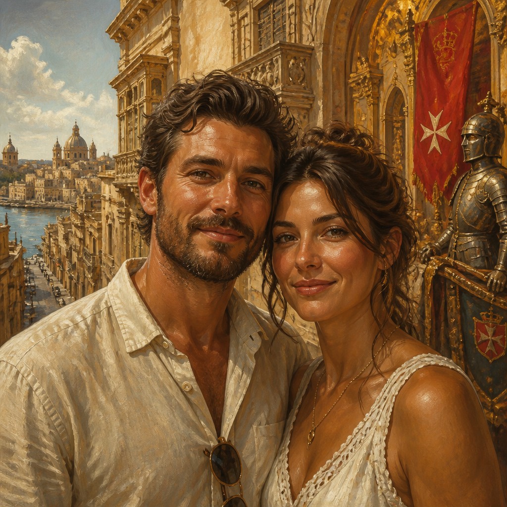 portrait of two people together — Valletta Art Style