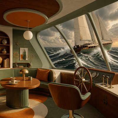 sailing ship on a stormy sea