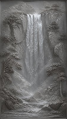 towering waterfall cascading down a cliff