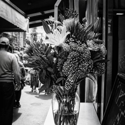 bouquet of flowers in a glass vase