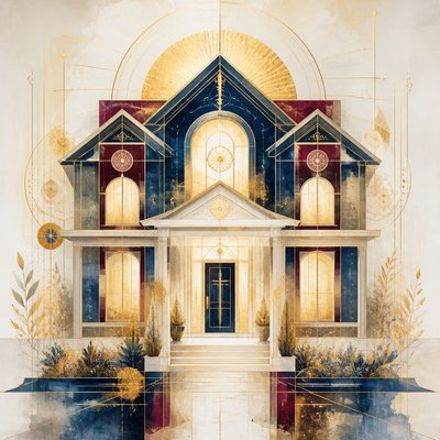 house with front view — Contemporary Religious Art
