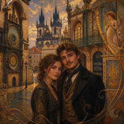 portrait of two people together — Prague Art Style