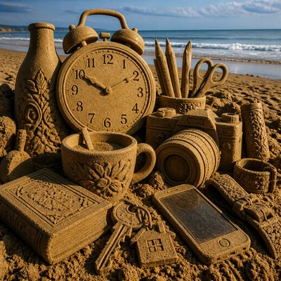 still life with everyday objects — Sand Sculpture Style