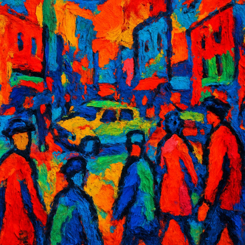 urban street with city activity
