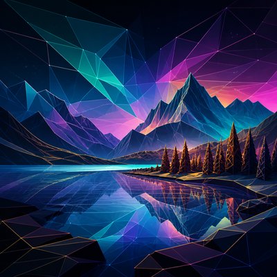 wide landscape with natural scenery — Digital Geometric Art