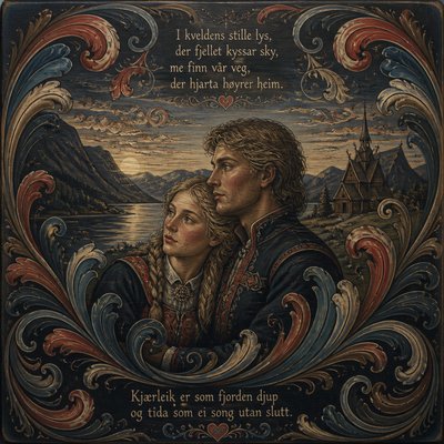 portrait of two people together — Norwegian Art Style