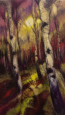 a serene birch forest in soft morning light, no people, no text