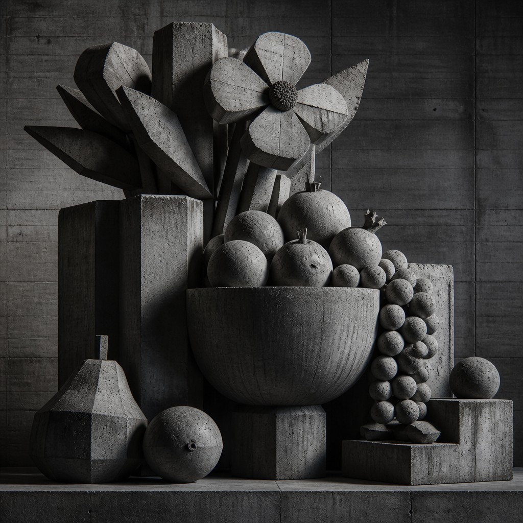 still life arrangement of fruits and flowers