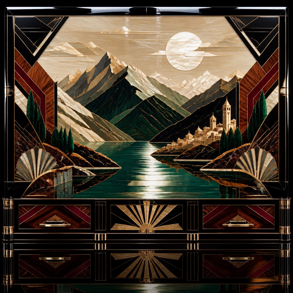 serene landscape with mountains and water