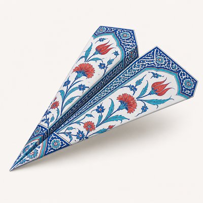 a paper plane, clean minimal composition on a plain background, no text