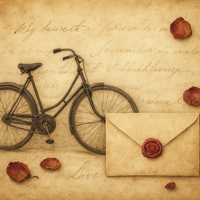 bicyle resting against a wall