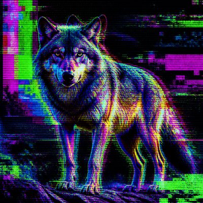 animal standing in natural pose — Glitch Digital Art Style