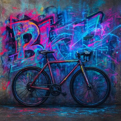 bicyle resting against a wall