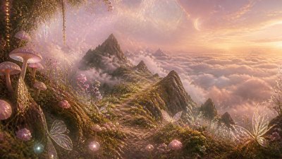 a wide alpine ridge above a sea of clouds, no people