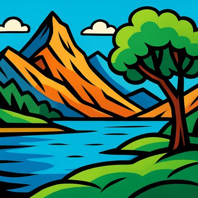 serene landscape with mountains and water