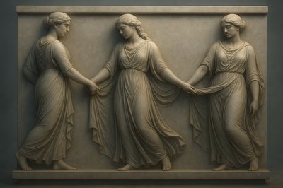 a sculpture of three women holding hands