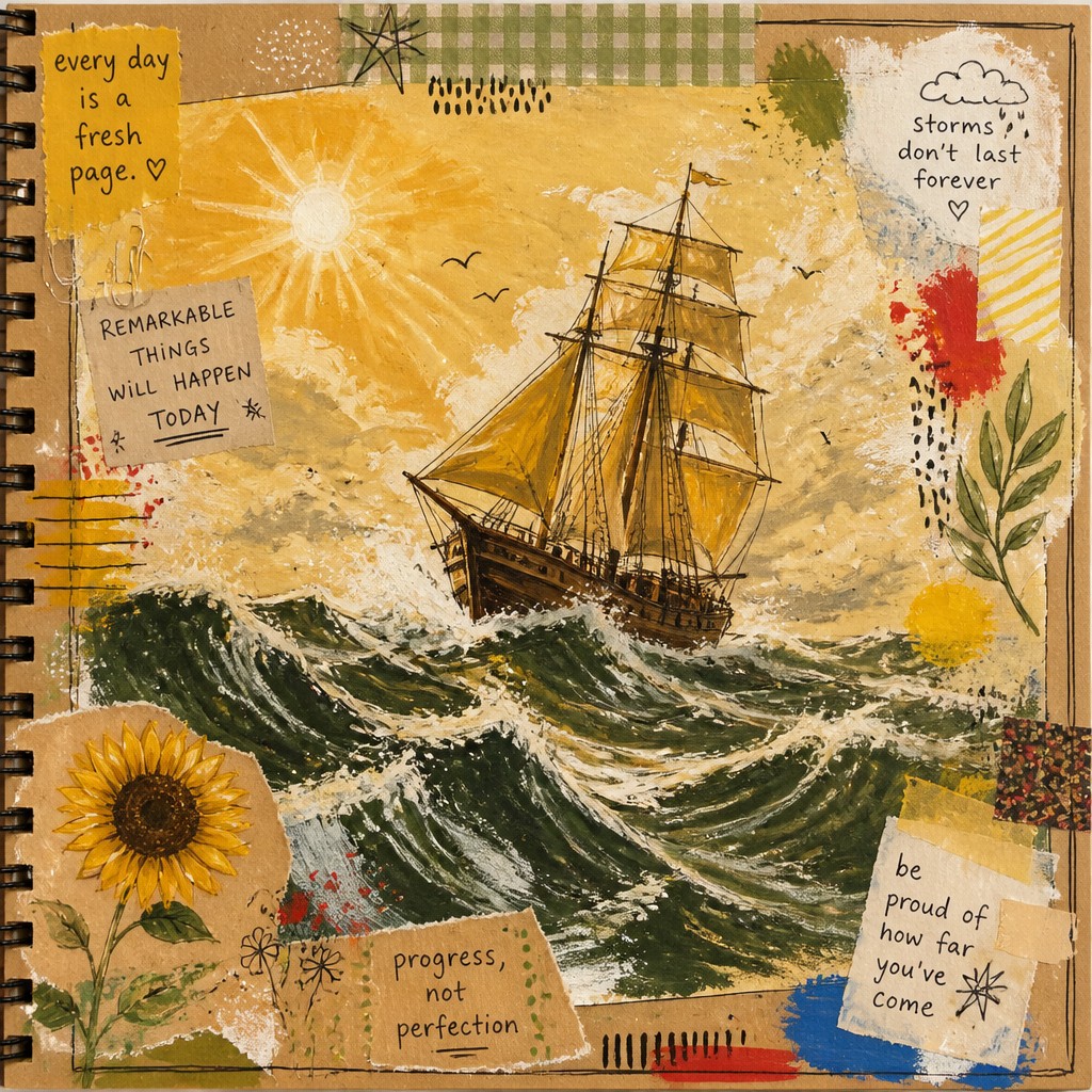 sailing ship on a stormy sea — Art Hoe Aesthetic