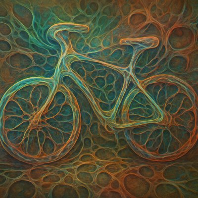 bicyle resting against a wall