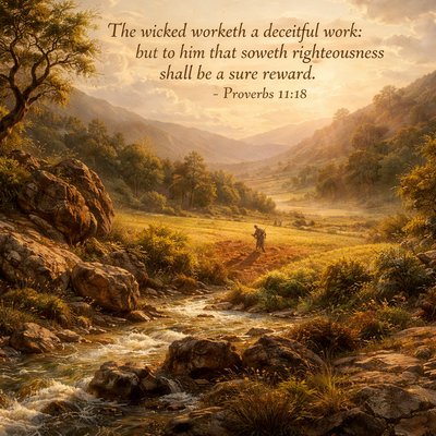 “The wicked worketh a deceitful work: but to him that soweth righteousness shall be a sure reward.” (Proverbs 11:18, KJV)
