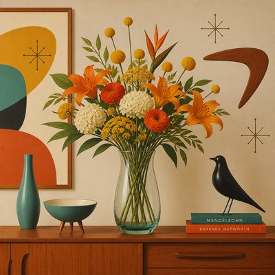 bouquet of flowers in a glass vase