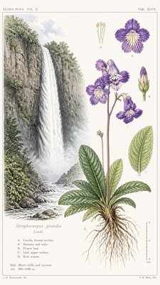 towering waterfall cascading down a cliff