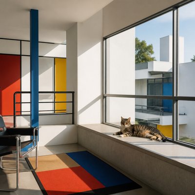 a cat lounging in a sunlit window