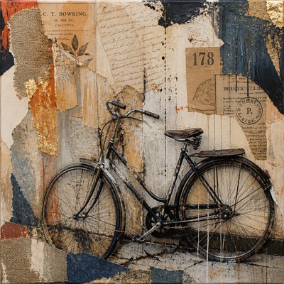 bicyle resting against a wall