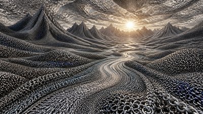 a vast valley with a river winding toward distant mountains at sunrise, no people, no text