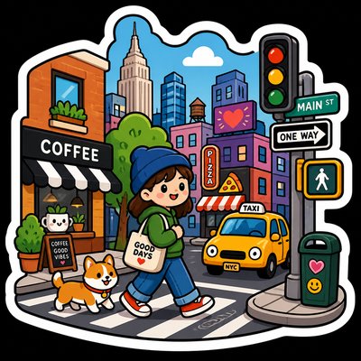 urban street with city activity