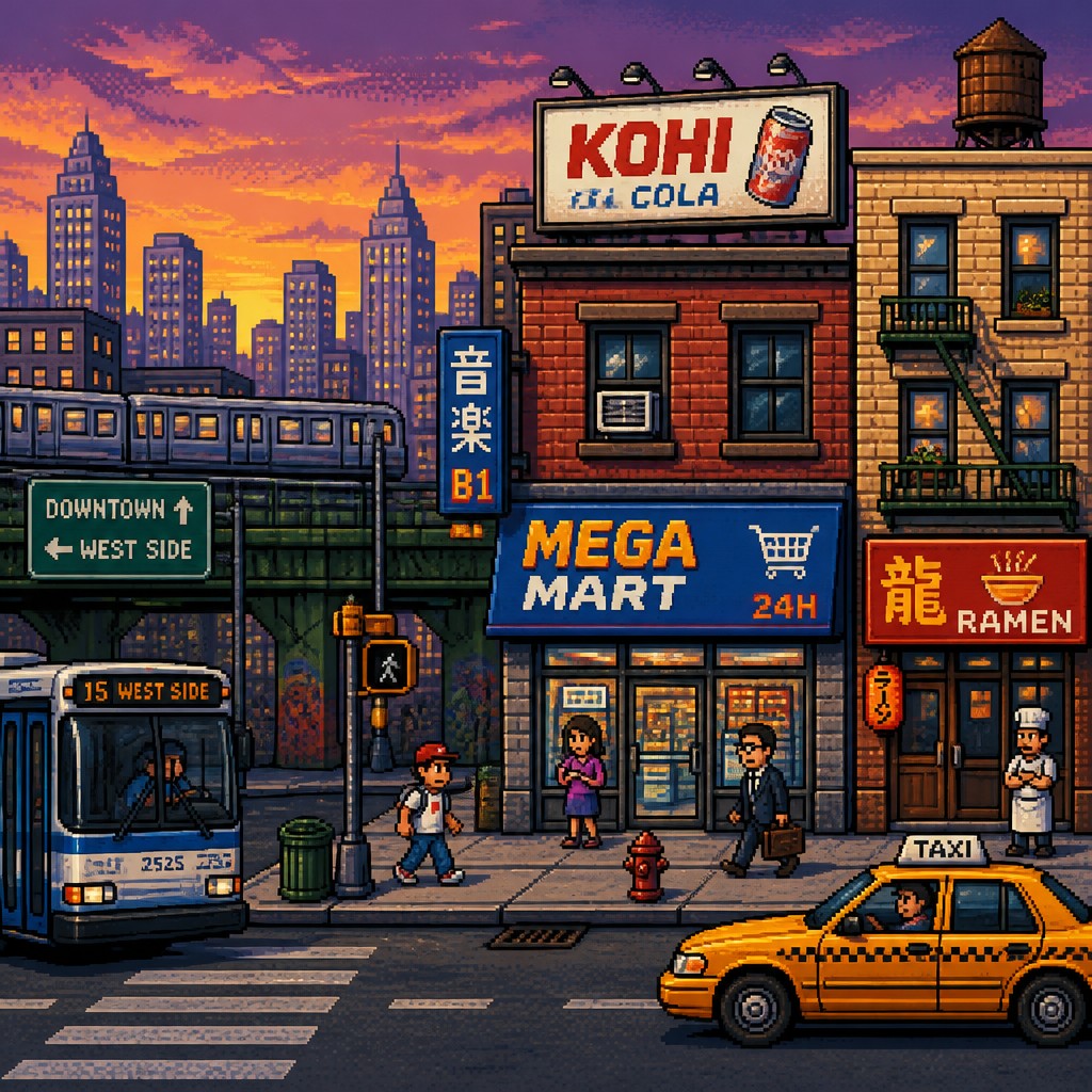 urban street with city activity