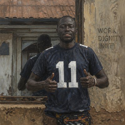 a painting of a man wearing a number 11 shirt