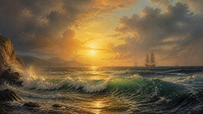 sweeping panoramic landscape with a dramatic sky