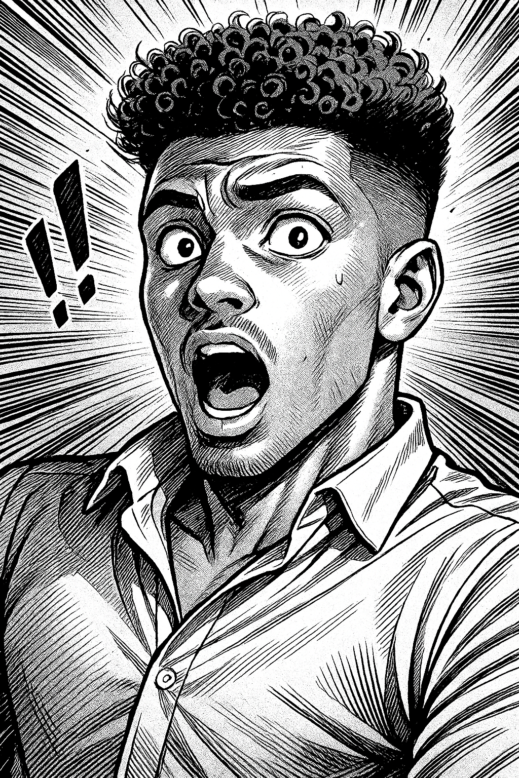 a man with a surprised look on his face