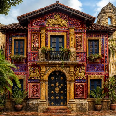 house with front view — Panamanian Art Style