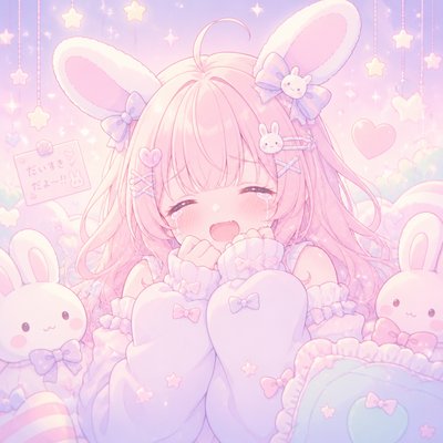A bunny girl crying of joy