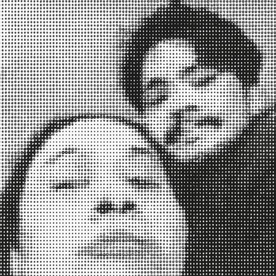 a black and white photo of a man and a woman